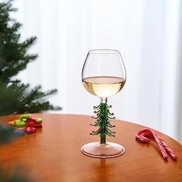 Crystal Christmas Holiday Tree Wine Glass - 10 oz Goblet