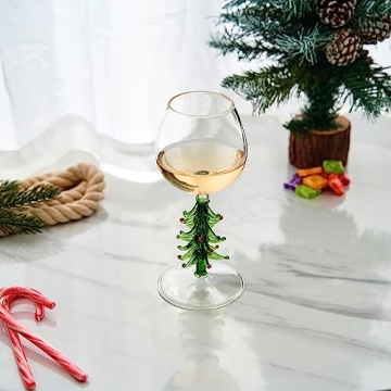 Crystal Christmas Holiday Tree Wine Glass - 10 oz Goblet