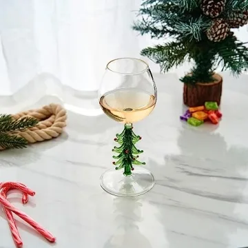 Crystal Christmas Holiday Tree Wine Glass - 10 oz Goblet