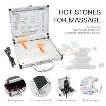 Goodtar Hot Stones Massage Warmer Kit - 14 PCS Massager Set for Spa & Therapy