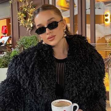 JUDOO Retro Rectangle Sunglasses for Women Men Trendy Black Rectangular Sunglasses 90s Chic Square Sunnies Cute Sun Glasses (Black Frame/Grey Lens)