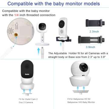 67" Adjustable Height Baby Monitor Floor Stand Holder for Nanit Pro Smart Baby Monitor & Flex Stand,Owlet Cam/Cam 2 /Owlet Duo 2, Baby Monitor,Also Cameras with 1/4 Thread Connection