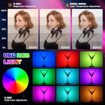 ULANZI U60 RGB Video Lights Black LED Camera Light 360° Full Color Portable Photography Lighting w ...