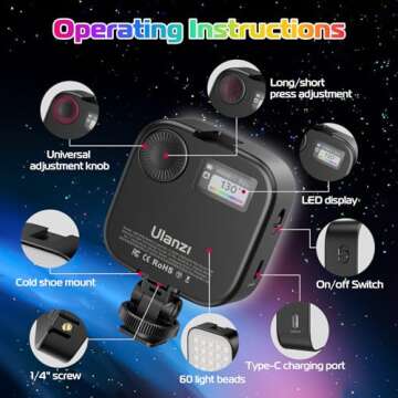 ULANZI U60 RGB Video Light for Colorful Photography