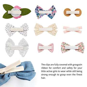 Baby Girl Hair Clips Bows Barrettes 10 Pack Fully Lined Alligator Clip Hair Accessories for Little G...