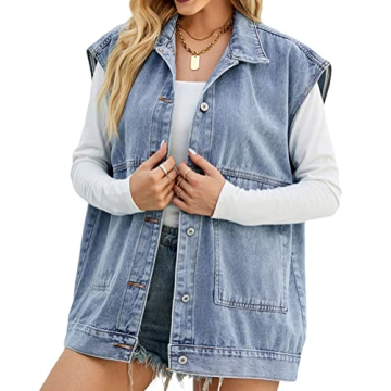 Stylish PAODIKUAI Women's Denim Vest with Pockets