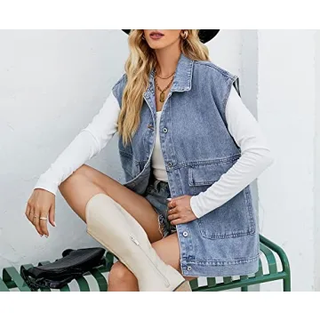 Stylish PAODIKUAI Women's Denim Vest with Pockets