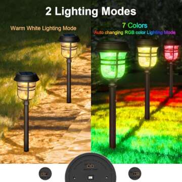 XMCOSY+ Outdoor Solar Pathway Lights with RGB Modes