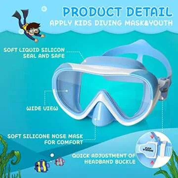 Kids Swim Mask 180° Snorkel Diving Mask Anti-Fog Goggles