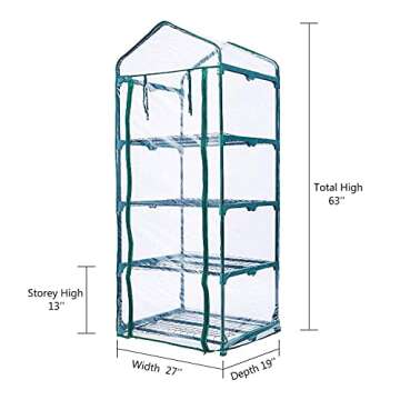 Worth Garden Mini Greenhouse - Sturdy 4 Tier Garden Shelves