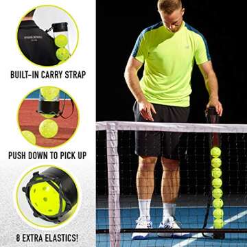Franklin Sports Pickleball Retriever Tube + Ball Holder - 12 Ball Pickleball Hopper + Picker Upper -...