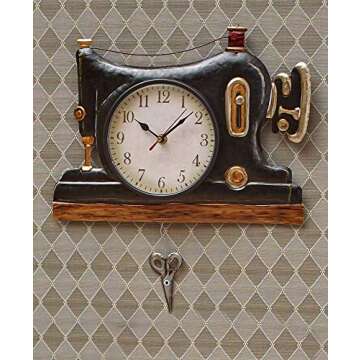 Retro Sewing Machine Pendulum Wall Clock