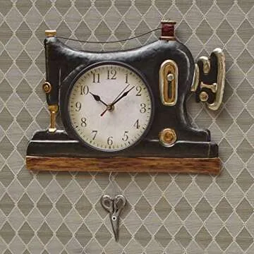 Retro Sewing Machine Pendulum Wall Clock