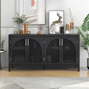 Stylish VilroCaz Sideboard with Rattan Doors and Storage