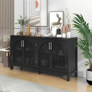 Stylish VilroCaz Sideboard with Rattan Doors and Storage