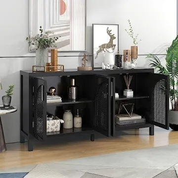 Stylish VilroCaz Sideboard with Rattan Doors and Storage