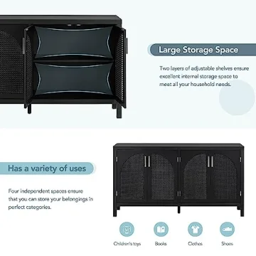 Stylish VilroCaz Sideboard with Rattan Doors and Storage
