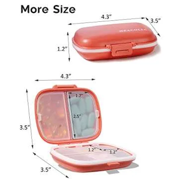 MEACOLIA 3 Pack 8 Compartments Travel Pill Organizer, Daily Pill Case Small Pill Box for Pocket Purse, Portable Pill Container Medicine Vitamin Organizer (Red, Yellow, Dark Blue)
