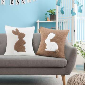 Memorywuu Easter Bunny Throw Pillow Covers for Spring