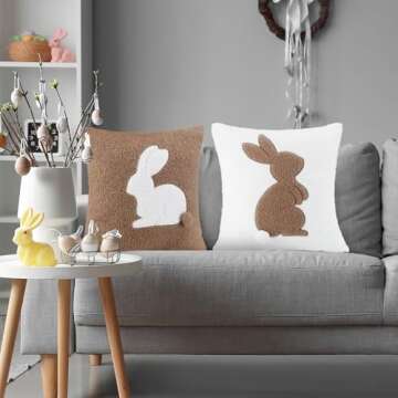 Memorywuu Easter Bunny Throw Pillow Covers for Spring
