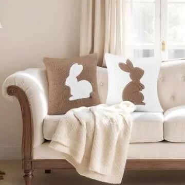 Memorywuu Easter Bunny Throw Pillow Covers for Spring