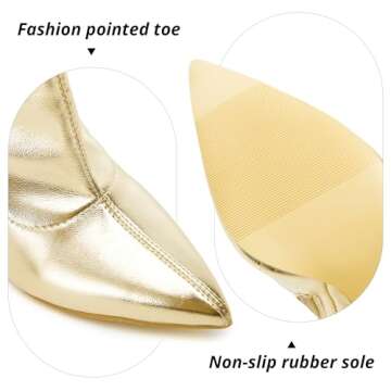 Wsheliu Gold Chunky Heel Pointed Toe Thigh High Boots for Women Over The Knee Boots Leather Side Zipper GOGO Boots Tall Boots Knee High Boots Thigh Boots Size 6