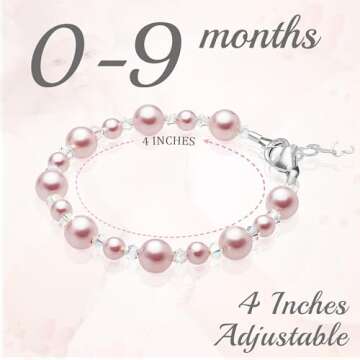Baby Crystals Sterling Silver Charm Bracelets for Girls -Girls Jewelry with Rosaline Simulated Pearl...