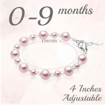 Baby Crystals Sterling Silver Charm Bracelets for Girls -Girls Jewelry with Rosaline Simulated Pearl...
