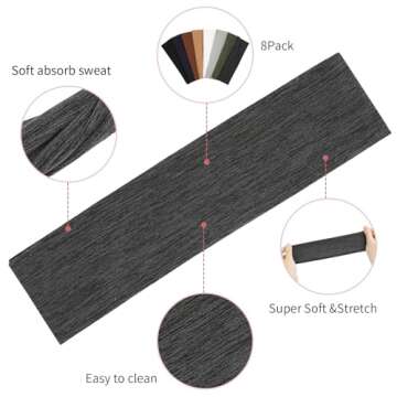 8 Pack Sport Headbands for Women - Stylish & Functional Hair Bands for Active Lifestyles