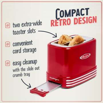 Nostalgia Vintage 2-Slice Wide Toaster for All Breads