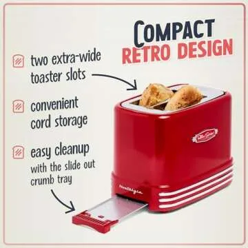 Nostalgia Vintage 2-Slice Wide Toaster for All Breads