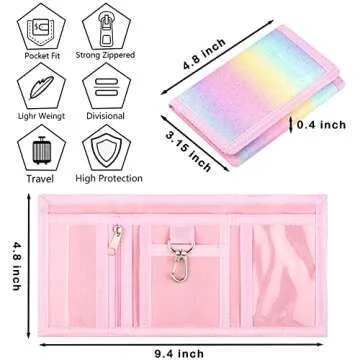 Lamiza RFID Kids Wallets for Girls, Little Girls Wallet for Kids, Cute Wallet for Teen Girls, Toddler Wallet for Girls with Magic Sticker, Teen Girl Wallet with Coin Pocket (Rainbow Glitter 01)