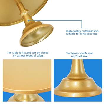 1Pc Iron Cake Stand Cupcake Holder Dessert Display Plate Decor Serving Platter for Baby Shower Wedding Birthday Parties Celebration (Gold)