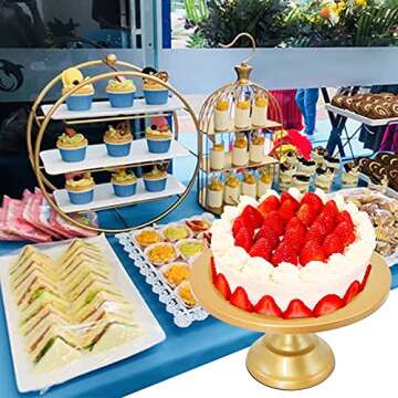1Pc Iron Cake Stand Cupcake Holder Dessert Display Plate Decor Serving Platter for Baby Shower Wedding Birthday Parties Celebration (Gold)