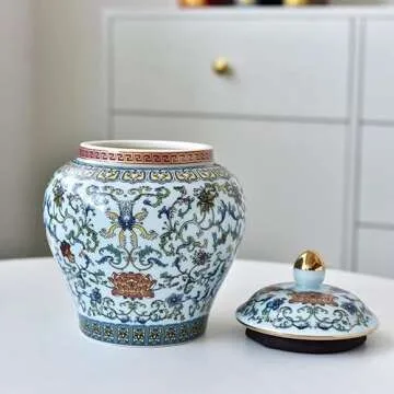 Elegant Ginger Jar - Ancient Chinese Porcelain Storage Jar