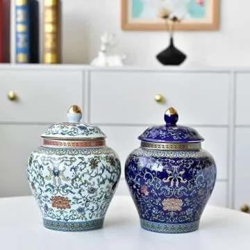 Elegant Ginger Jar - Ancient Chinese Porcelain Storage Jar