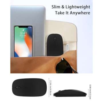 Bluetooth Mouse, Rechargeable Wireless Mouse Compatible with Macbook Air/Pro/Mac/iPad/Laptop/Tablet/Notebook/PC/Desktop, Slim Portable USB Mice for Windows/Linux/Android/(iOS 13.1.2 and Above), Black