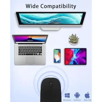 Bluetooth Mouse, Rechargeable Wireless Mouse Compatible with Macbook Air/Pro/Mac/iPad/Laptop/Tablet/Notebook/PC/Desktop, Slim Portable USB Mice for Windows/Linux/Android/(iOS 13.1.2 and Above), Black