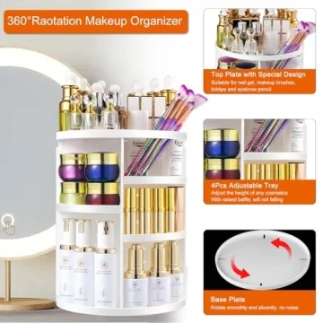 Professional Vanity Makeup Organizer with 360 Rotation