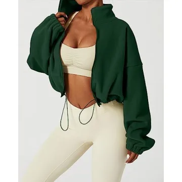 Stylish QINSEN Women's Full Zip Fleece Short Jacket