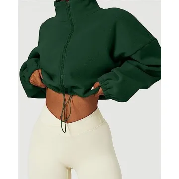 Stylish QINSEN Women's Full Zip Fleece Short Jacket