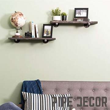 Pipe DÉCOR Industrial Pipe Shelf Brackets 4 Pack, Authentic Plumbing Pipe & Fittings, Wall Mounted ...