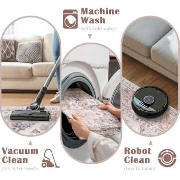 Jinchan 4x6 Vintage Floral Area Rug - Washable Non-Slip Mat