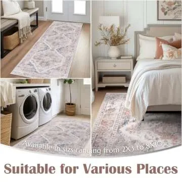 Jinchan 4x6 Vintage Floral Area Rug - Washable Non-Slip Mat