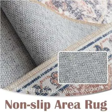 Jinchan 4x6 Vintage Floral Area Rug - Washable Non-Slip Mat