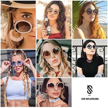 Stylish SOJOS Oversized Rhinestone Sunglasses for Festivals