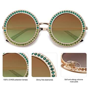 Stylish SOJOS Oversized Rhinestone Sunglasses for Festivals