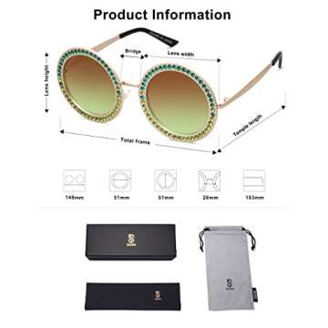 Stylish SOJOS Oversized Rhinestone Sunglasses for Festivals