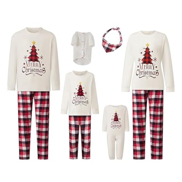 OAKFashion Christmas Pajamas for Family, Xmas Pajamas Family Christmas Pjs Matching Sets Holiday Nightwear Jammies(#bu-14, Mom, M)