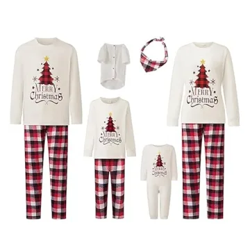 OAKFashion Christmas Pajamas for Family, Xmas Pajamas Family Christmas Pjs Matching Sets Holiday Nightwear Jammies(#bu-14, Mom, M)